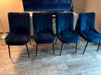 Velvet blauwe eetkamer stoelen | Giga Meubel, Ophalen, Zo goed als nieuw, Blauw