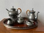 Tinnen thee- en koffieservies met dienblad, Ophalen of Verzenden