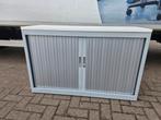 Roldeurkast laag aluminium grijs met wit topblad ( 2 beschik, 100 tot 150 cm, Meerdere deuren, Ophalen of Verzenden, Zo goed als nieuw