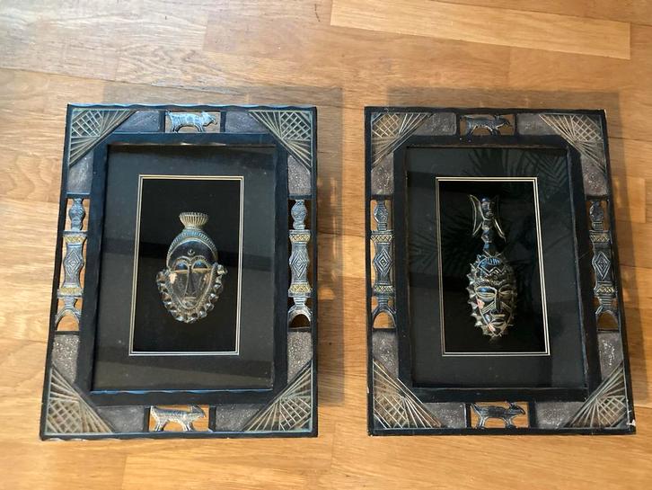 Afrikaanse Kunst Masker in Lijst, Antiek en Kunst, Kunst | Niet-Westerse kunst, Ophalen