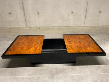 Willy Rizzo-stijl bar salontafel van wortelhout en spiegel beschikbaar voor biedingen