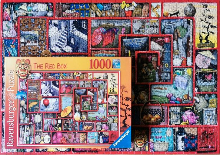 Ravensburger – Colin Thompson – The Red Box – 1000 stukjes, Hobby en Vrije tijd, Denksport en Puzzels, Zo goed als nieuw, Legpuzzel