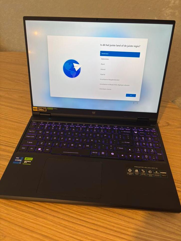 Acer gaming laptop i9-14900HX RTX 4070, Computers en Software, Windows Laptops, Zo goed als nieuw, 16 inch, SSD, Onbekend, 32 GB
