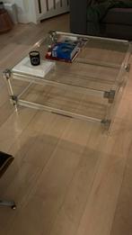 Vintage Lucite salontafel – stijlvol en tijdloos 1.00 x 1.00, Huis en Inrichting, Tafels | Salontafels, Ophalen, Vierkant, Glas