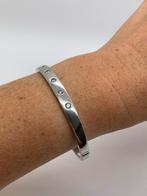 X977 Prachtige zilveren bangle armband strass, Sieraden, Tassen en Uiterlijk, Armbanden, Ophalen of Verzenden, X, Zilver, X