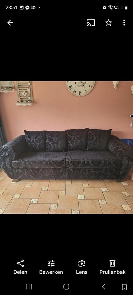 Leuke jaquard fluwelen 3 zitsbank, Huis en Inrichting, Banken | Sofa's en Chaises Longues, Gebruikt, Tweepersoons, Stof, Ophalen