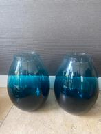 Glazen vazen, Minder dan 50 cm, Glas, Blauw, Ophalen of Verzenden