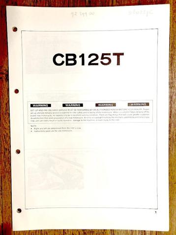 Honda CB125T 1980 Set-up Instructions beschikbaar voor biedingen