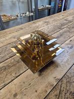 Vintage “Lakro ‘70 Gouden spiegel & 2 lagen kristal lamp, Ophalen of Verzenden