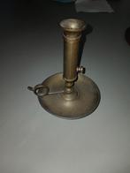 Antieke messing kandelaar met duimring – 19e eeu, Ophalen of Verzenden