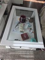 Witte salontafel met glasplaat - 120x80x45 cm, Huis en Inrichting, Tafels | Salontafels, Ophalen
