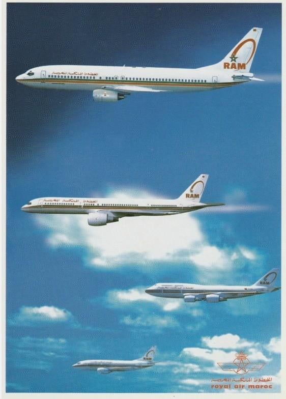 RAM Royal Air Maroc Boeing 737 & 747-400 & 757 ansichtkaart, Ophalen of Verzenden, Nieuw, Kaart, Foto of Prent