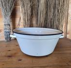 Witte emaille teil met blauwe rand, Antiek en Kunst, Antiek | Emaille, Ophalen of Verzenden