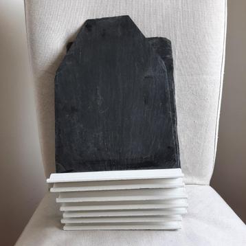 Tafel krijtbord leisteen witte houten voet - 7 stuks - beschikbaar voor biedingen