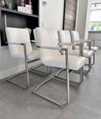 4/6/8 wit lederen Henders & Hazel design eetkamerstoelen., Huis en Inrichting, Stoelen, Ophalen, Wit, Henders en Hazel, Zo goed als nieuw