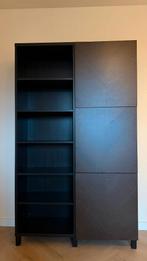 IKEA BESTÅ wandkast zwartbruin met eiken Hedeviken deuren, Ophalen, Met deur(en), 200 cm of meer, Zo goed als nieuw