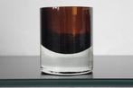 Dikwandige glazen Pols Potten vaas donker amber, 11 cm hoog, Antiek en Kunst, Ophalen of Verzenden