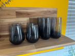 8 Drinkglazen rookglas, 4 longdrinks en 4 kleinere glazen, Huis en Inrichting, Keuken | Servies, Ophalen, Glas of Glazen, Effen