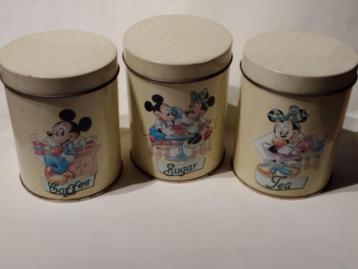 3 oude voorraadbussen Mickey Mini mouse Disney voorraadblik beschikbaar voor biedingen