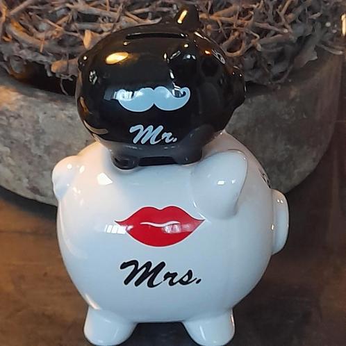 Mr/ Mrs spaarpot met een knipoog  spaarvarken, Verzamelen, Spaarpotten, Zo goed als nieuw, Dier, Steen, Aardewerk of Keramiek