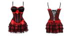 Zwart rode burlesque korset jurk victoriaanse middeleeuwse, Kleding | Dames, Carnavalskleding en Feestkleding, Verzenden, Nieuw