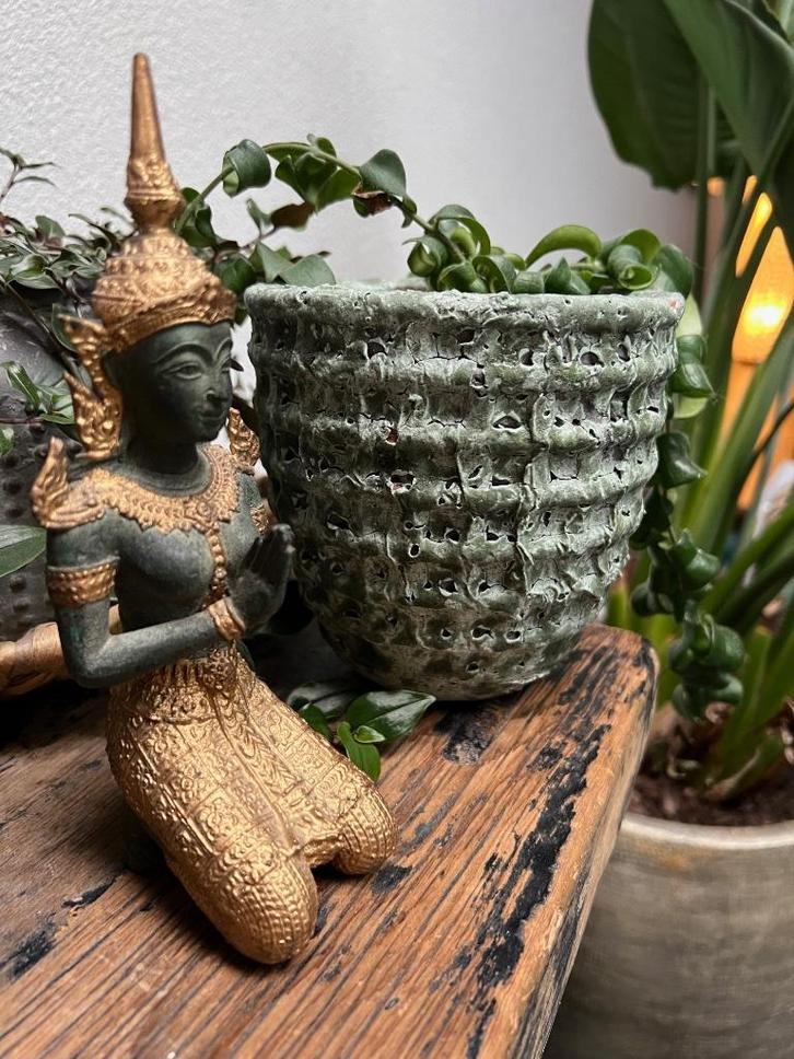 Boeddha poortwachter Thailand brons bladgoud Thaise buddha, Huis en Inrichting, Woonaccessoires | Boeddhabeelden, Gebruikt, Ophalen of Verzenden