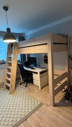 Superstevige massief houten hoogslaper 90x200cm, Ophalen, Gebruikt, Eenpersoons, 200 cm