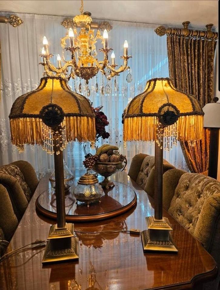 Baroque tafellampen met bronzen voeten, Huis en Inrichting, Lampen | Tafellampen, 50 tot 75 cm, Ophalen of Verzenden