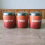 EMAILLE GEVLAMDE/TERRACOTTA BOLLEN BUSSENSET., Antiek en Kunst, Ophalen of Verzenden