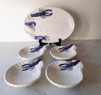 Vintage Bassano serveerschaal en 4 bordjes jacobsschelp, Antiek en Kunst, Antiek | Keramiek en Aardewerk, Ophalen of Verzenden