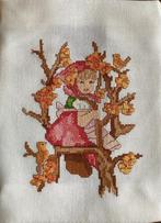 Borduurwerk, zijde, Hummel, meisje, bloem, vogel, vintage, Hobby en Vrije tijd, Borduren en Borduurmachines, Ophalen, Gebruikt