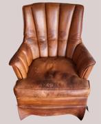 Schapenlederen fauteul leer stoel, Huis en Inrichting, Ophalen, Gebruikt, Minder dan 75 cm, Leer