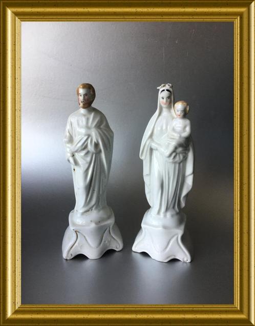 Antiek porseleinen Maria en Jozef beeldje, Antiek en Kunst, Antiek | Religie, Ophalen of Verzenden