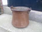 Zware koperen ketel pot bloempot houtbak 25 cm. heksenketel, Antiek en Kunst, Antiek | Koper en Brons, Ophalen of Verzenden, Koper