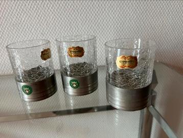 Set van 3 Craqueléeglazen met tin handgemaakt vintage beschikbaar voor biedingen