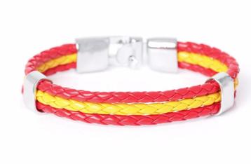 Rode gele leren armband (heren vrouwen lederen leer) beschikbaar voor biedingen