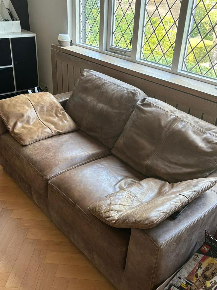 2 Luxe leren banken van Het Anker, Huis en Inrichting, Banken | Bankstellen, Gebruikt, Rechte bank, 200 tot 250 cm, 75 tot 100 cm