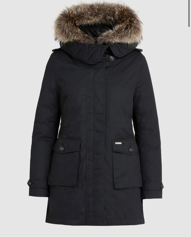 Woolrich parka Jas, Kleding | Dames, Jassen | Winter, Zo goed als nieuw, Maat 34 (XS) of kleiner, Blauw, Verzenden