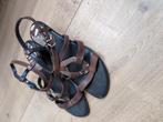 Bruine sandaaltjes met accenten in slangenprint (maat 39), Bruin, Trend One, Gedragen, Sandalen of Muiltjes