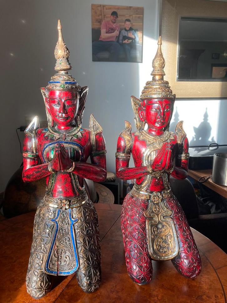 Thaise set tempelbewaarders 80 cm hoog, Huis en Inrichting, Woonaccessoires | Boeddhabeelden, Gebruikt, Ophalen of Verzenden