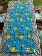 Vintage slaapzak blauw met gele en groene bloemen, Caravans en Kamperen, Slaapzakken, Ophalen of Verzenden