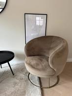 Fauteuil fluweel taupe, Huis en Inrichting, Ophalen of Verzenden, Zo goed als nieuw, 75 tot 100 cm, 50 tot 75 cm