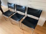De tijdloze design Martin Visser stoel 6stuks zwart tuigleer, Vijf, Zes of meer stoelen, Modern, Gebruikt, Leer