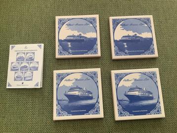 Delftsblauwe gave onderzetters,  Holland America Line beschikbaar voor biedingen