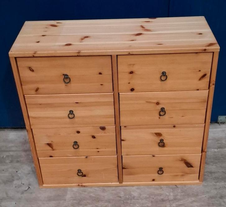 Grenen ladekast met 8 lades, Huis en Inrichting, Kasten | Ladekasten, Gebruikt, Minder dan 100 cm, 50 tot 100 cm, 25 tot 50 cm