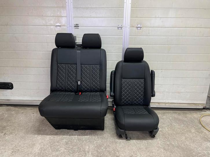 Volkswagen Transporter T6 stoel met bank zwart leder, Auto-onderdelen, Interieur en Bekleding, Volkswagen, Nieuw, Ophalen
