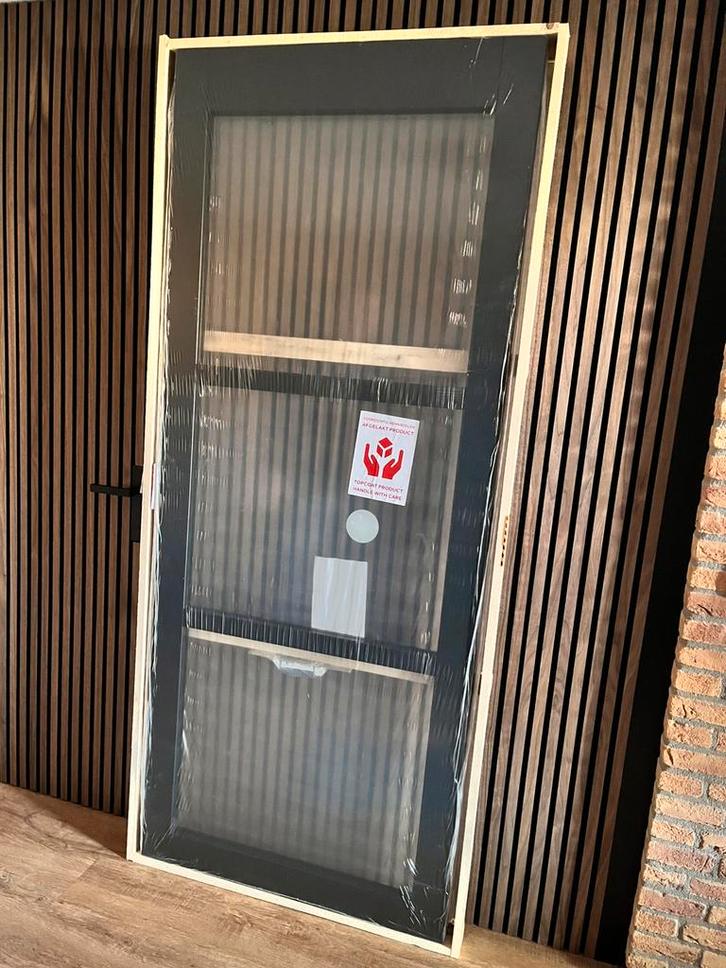 Nieuwe houten taatsdeur met helder glas - Maatwerk, Doe-het-zelf en Verbouw, Deuren en Horren, Nieuw, Binnendeur, 200 tot 215 cm