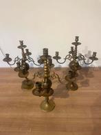 Antieke Messing Kandelaars - Set van 3 voor 75 euro, Ophalen of Verzenden, Koper of Brons