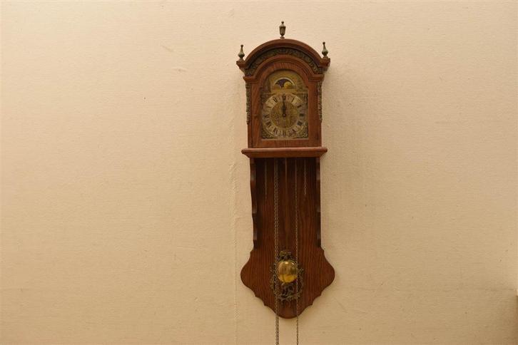 Houten wandklok 46376, Huis en Inrichting, Woonaccessoires | Klokken, Gebruikt, Wandklok, Ophalen of Verzenden