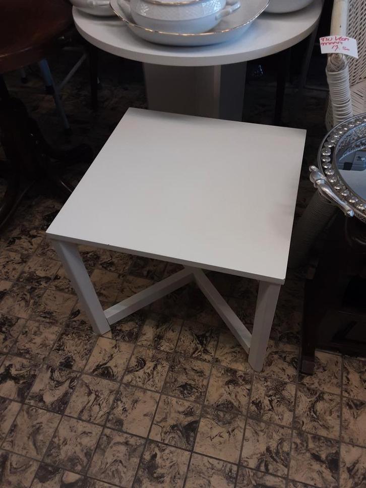 Witte Vierkante Bijzettafel, Huis en Inrichting, Tafels | Bijzettafels, Gebruikt, Vierkant, Minder dan 45 cm, Minder dan 55 cm